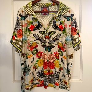 JOHNNY WAS Happy Wings Polo XL Shirt RARE!